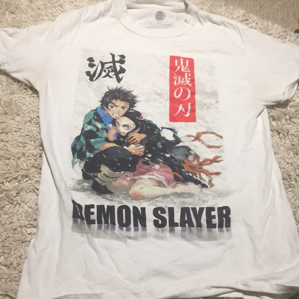 White Demon Slayer anime graphic tee